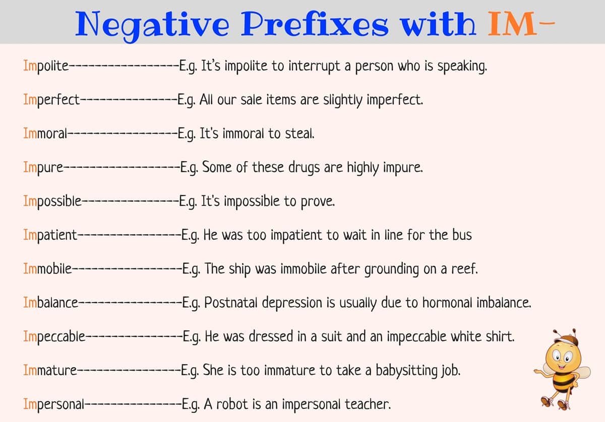 Negative Prefixes: Antonyms List Using Popular Prefixes in English 5
