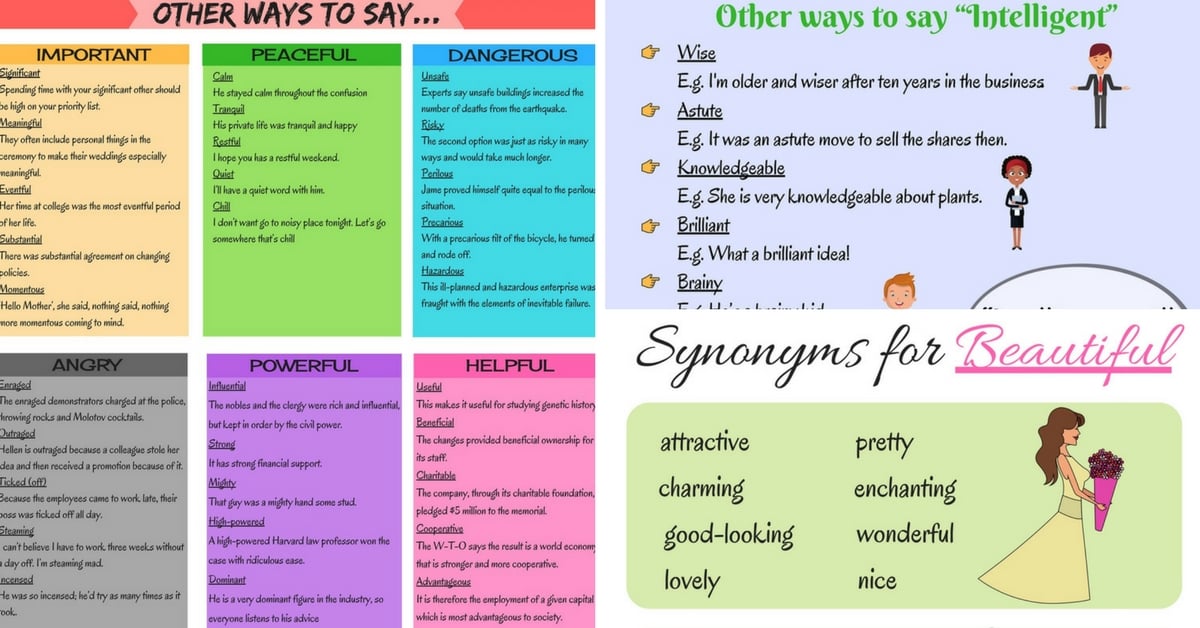 Other Ways To Say Common Things in English with Helpful Examples