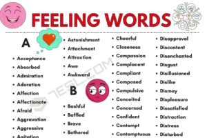 Feelings and Emotions Vocabulary Word List