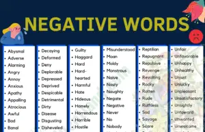 Negative Vocabulary Word List