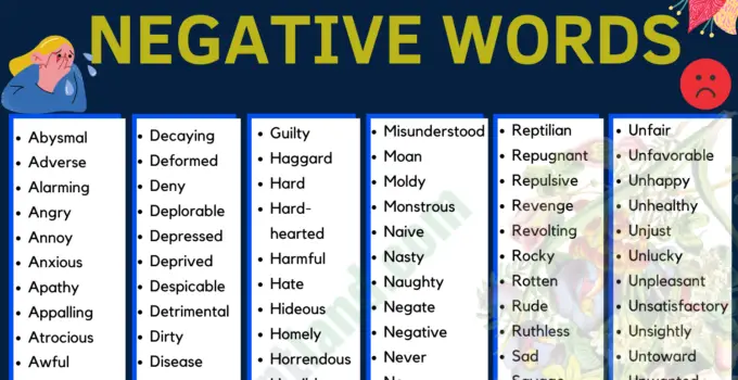 Negative Vocabulary Word List 1