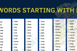 Words that start with K
