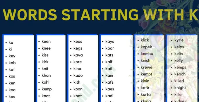 Words that start with K 1