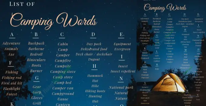 Camping Vocabulary: Useful Camping List with Pictures and Examples 1
