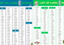 Long E Sound, List of Long E Words