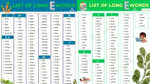 Long E Sound, List of Long E Words
