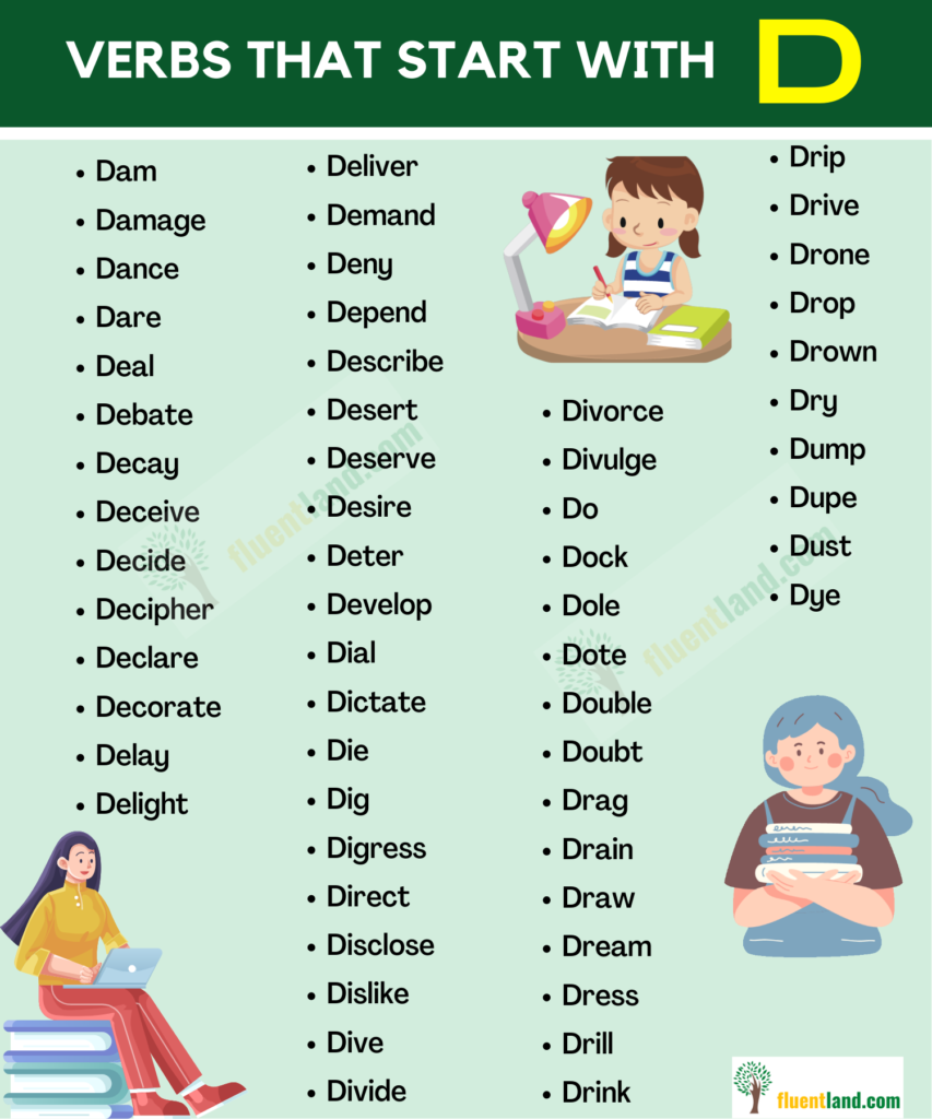 Verbs Vocabulary Word List - Verbs that start with Letters 5