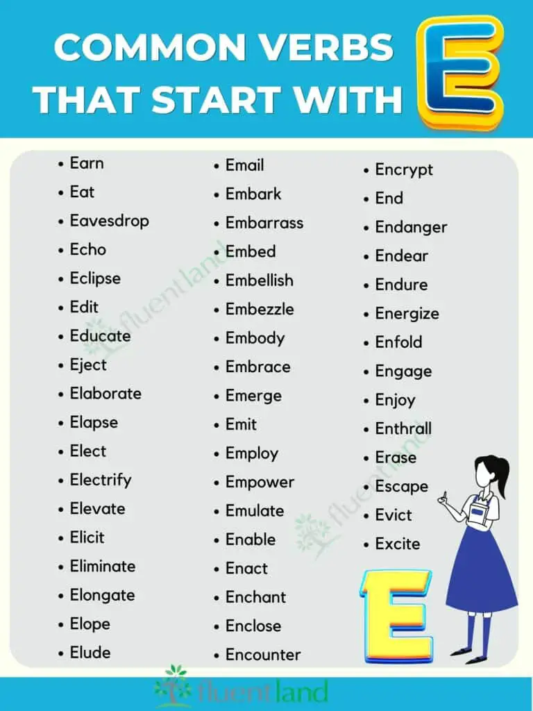 List of Common Verbs That Start with E ( Definition and Example) 2
