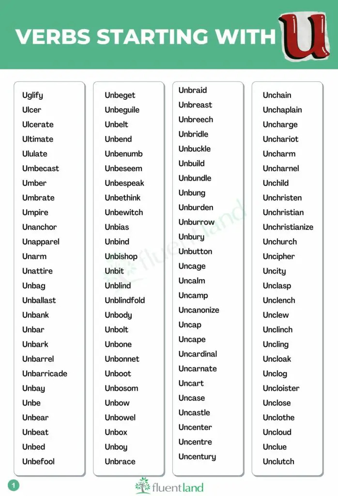 Full List of Verbs That Start With U ( Definition and Example) 2