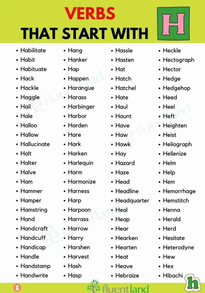 Verbs That Start With H ( Definition and Example) 2