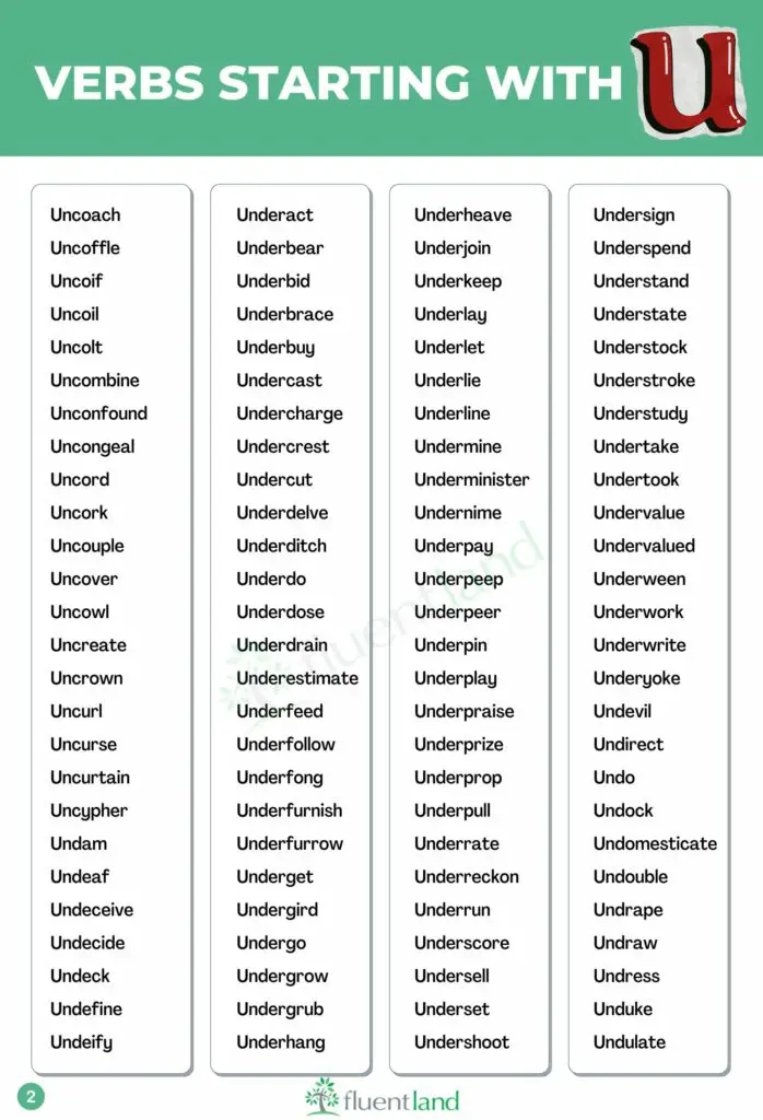 Full List of Verbs That Start With U ( Definition and Example) 3