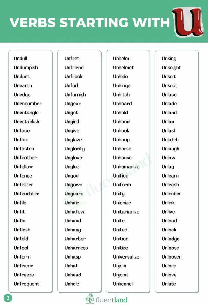Full List of Verbs That Start With U ( Definition and Example) 4